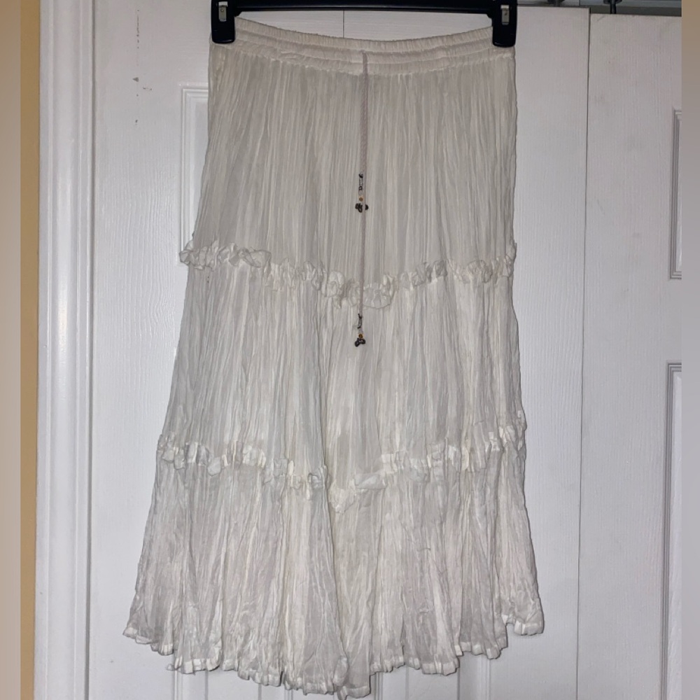 White tiered maxi skirt